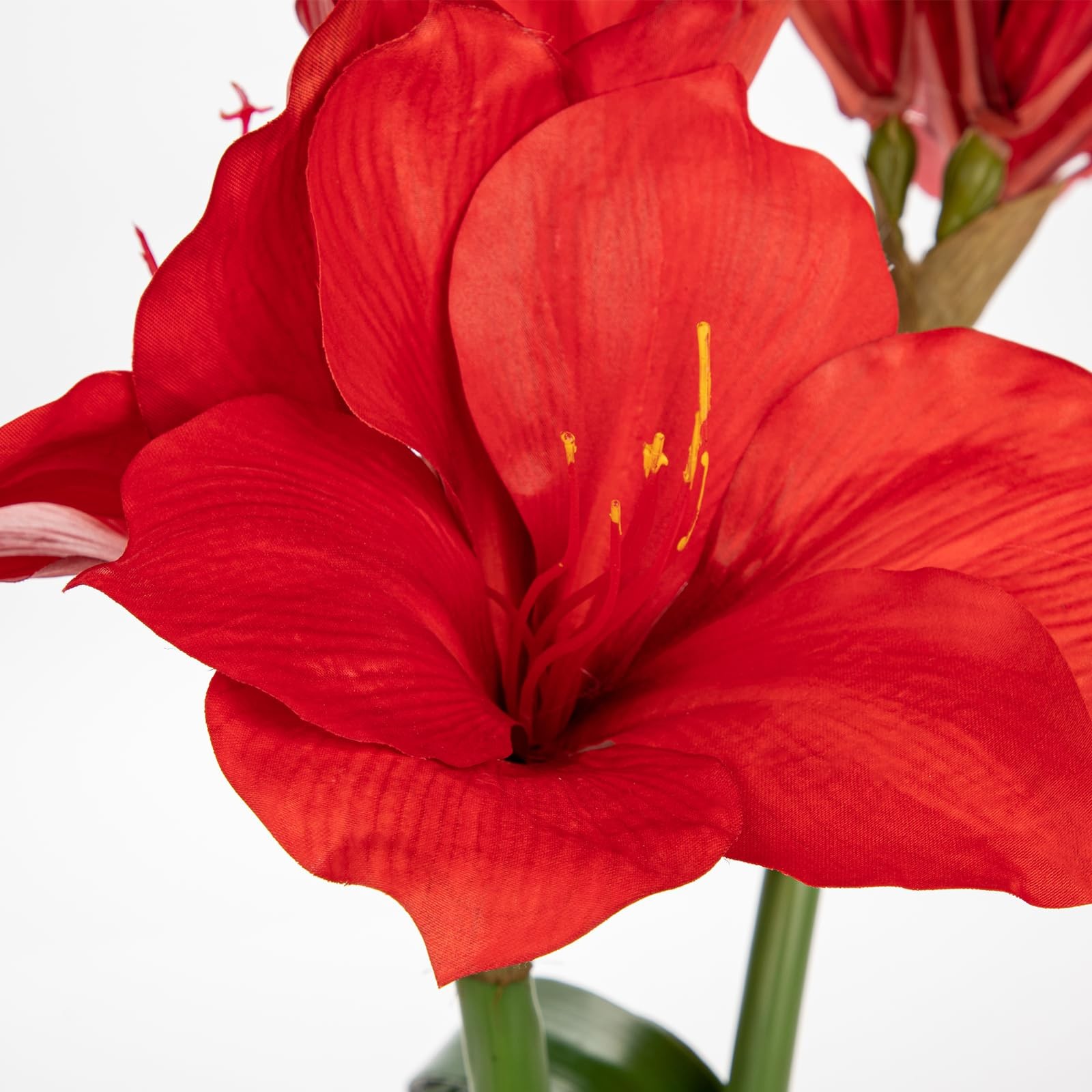 Red Amaryllis Artificial Flowers in Blue Ceramic Pot 18.1″ Faux Amaryllis Flo…