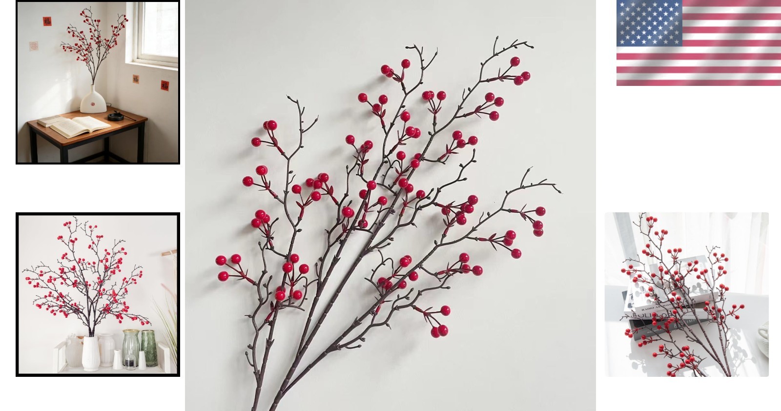 Versatile 27.5 Inch Red Berry Stem Ideal for 2026 Lunar New Celebrations