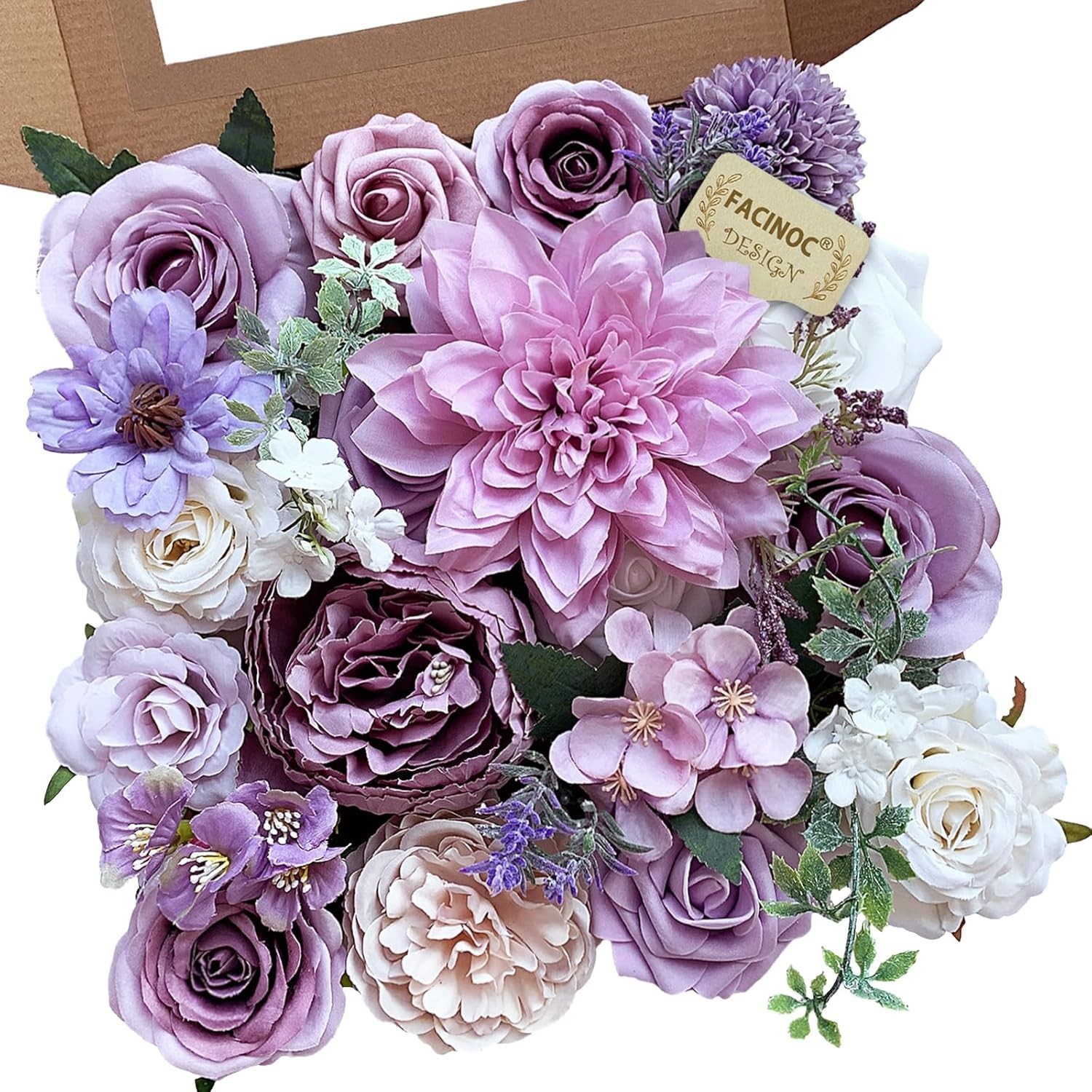 18-Piece Purple Artificial Floral Set for Stunning Arrangements & Crafts