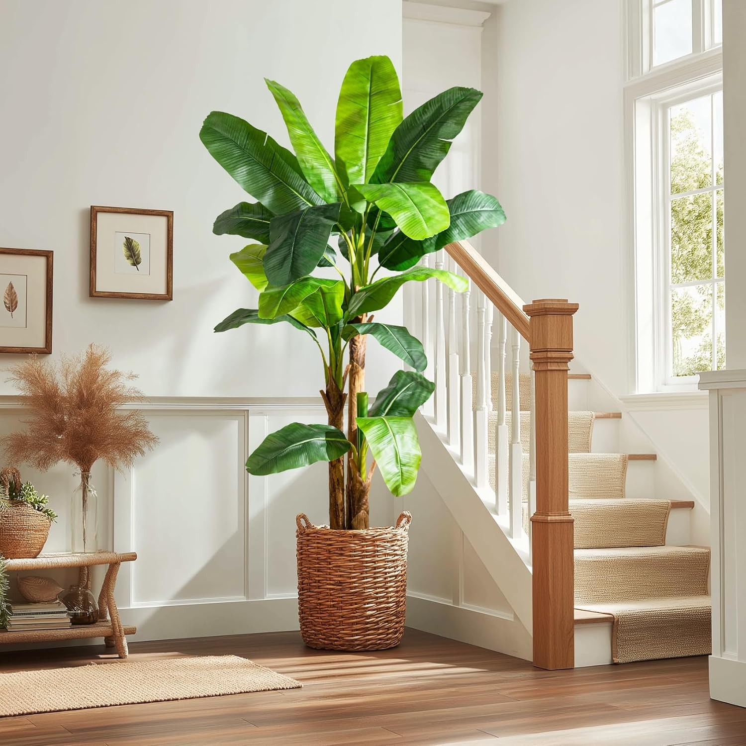 9FT Artificial Banana Tree Tall Fake Banana Leaf Plant Faux Banana Silk Tree Fau