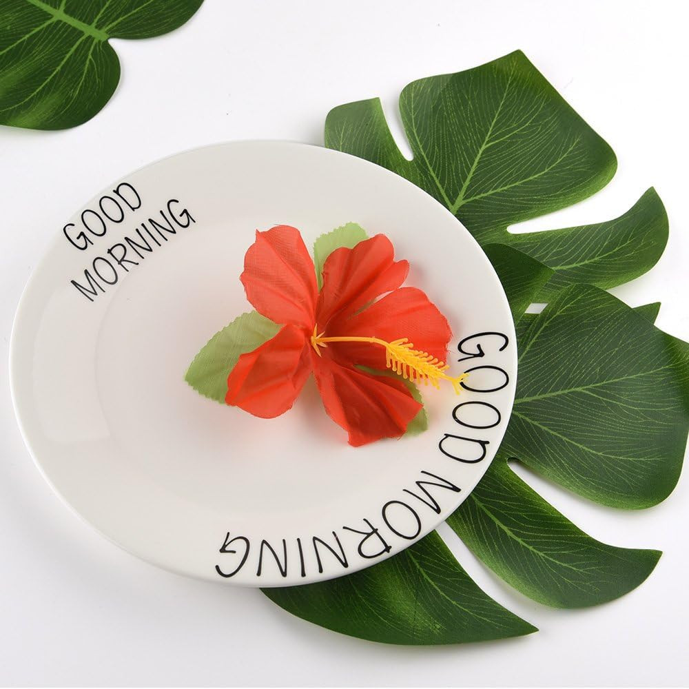 24 Pcs Artificial Tropical Leaves Hawaiian Luau Party Decor Medium Simulation Tr