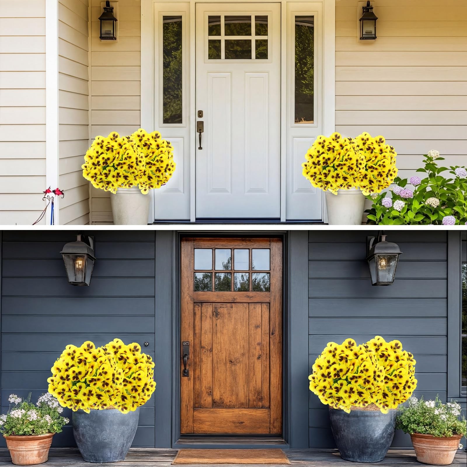 4 Pcs 16 Inch Artificial Pansy Flowers for Outdoor, Artificial Topiary Boxwoo…