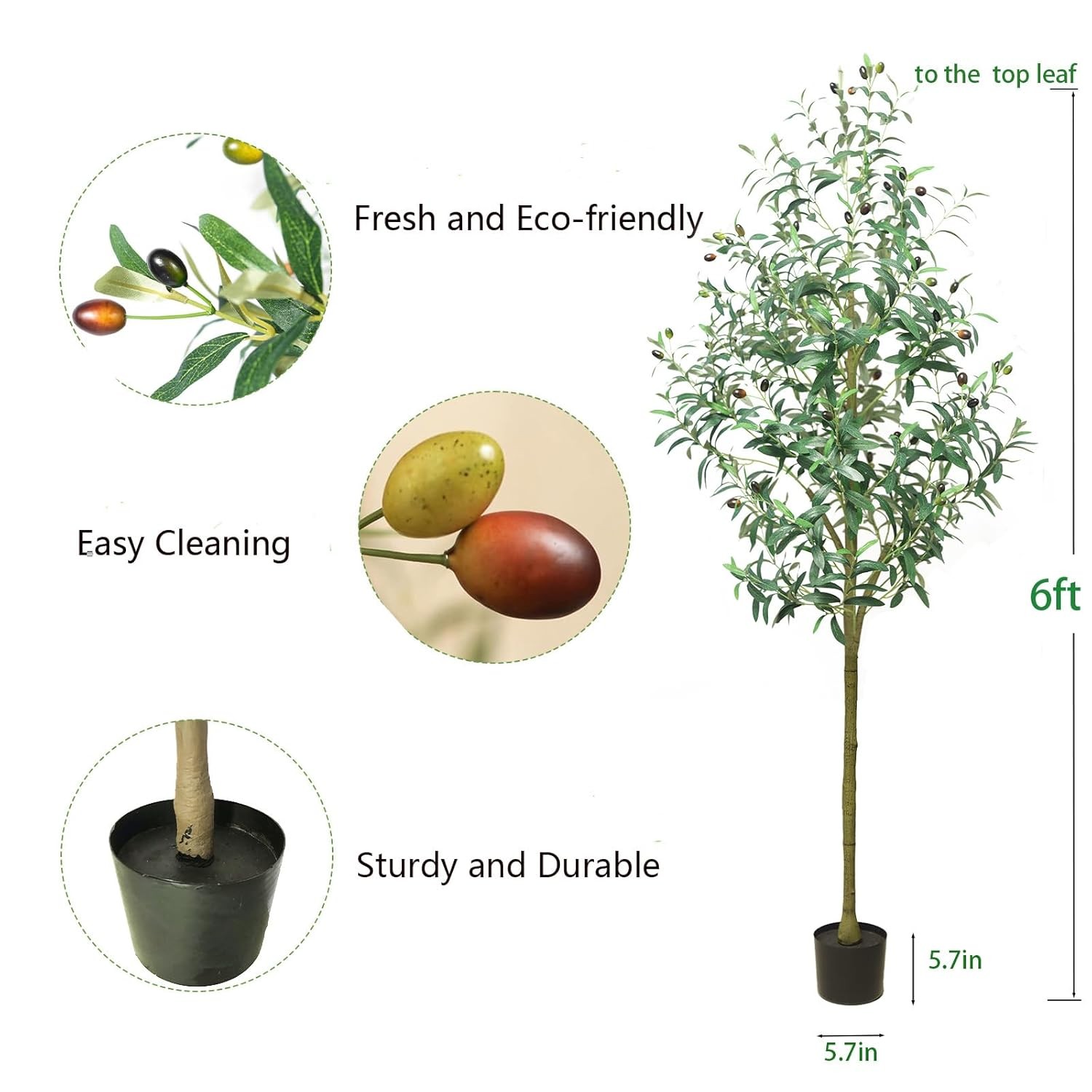 6ft Artificial Olive Tree Indoor Silk Leaves Fake Plant Tall 70-80 chars ✓