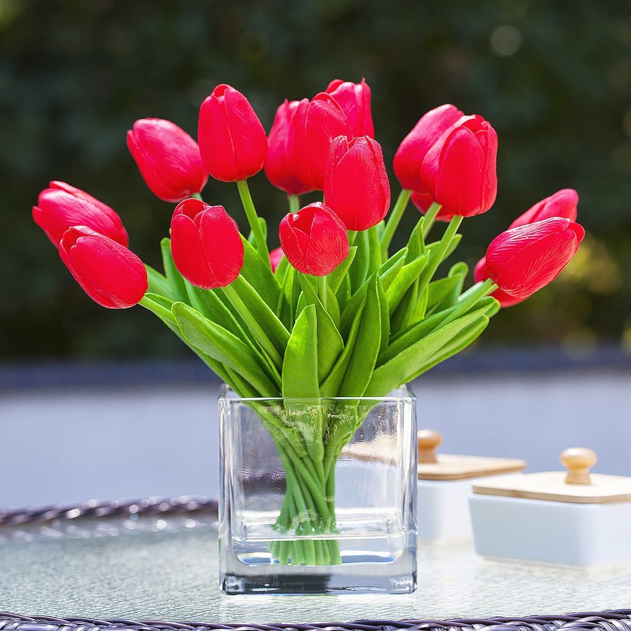10/20x Faux Tulips Red Fake Tulips Realistic Artificial Flowers for Home Decor