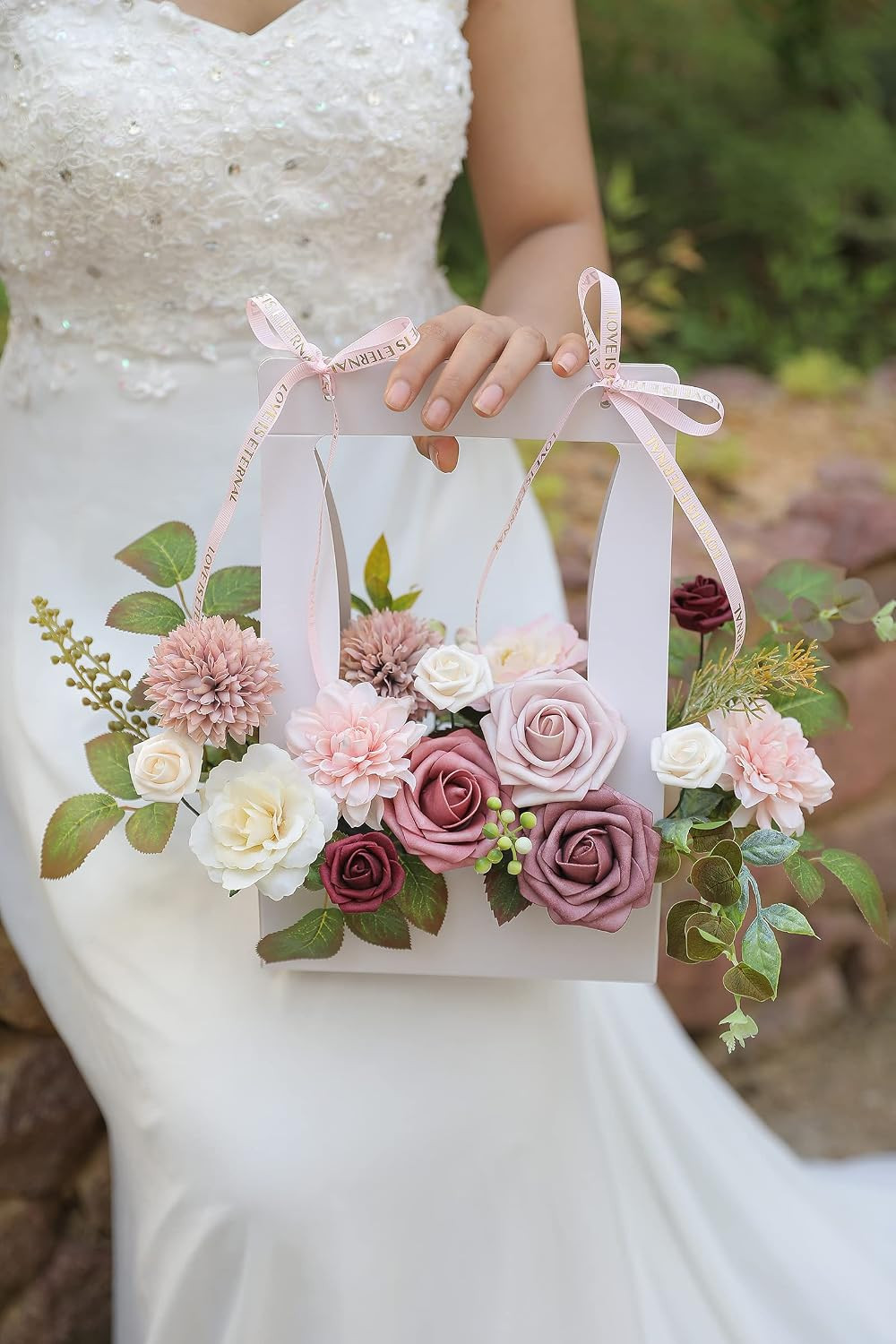 Artificial Flowers Combo Box Set Gradient Color Flower Leaf