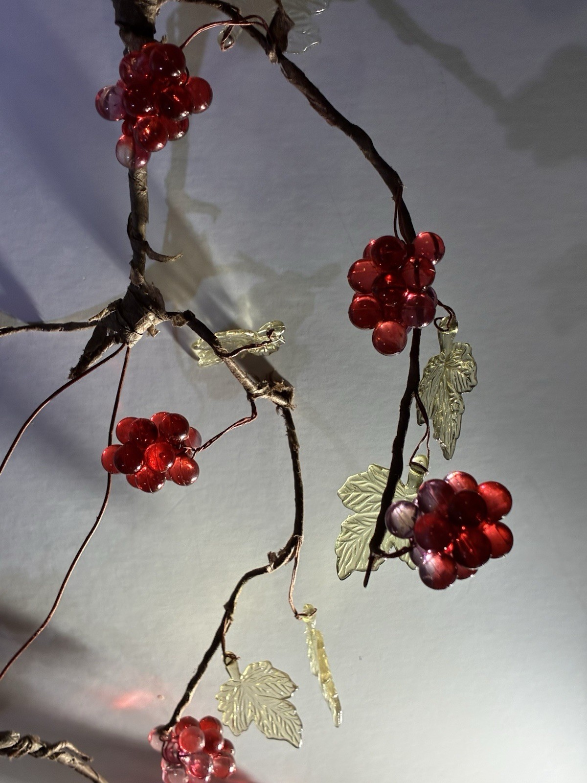 Vintage Acrylic Lucite Berry Cluster Vines w/Leaves Wired Set of Three