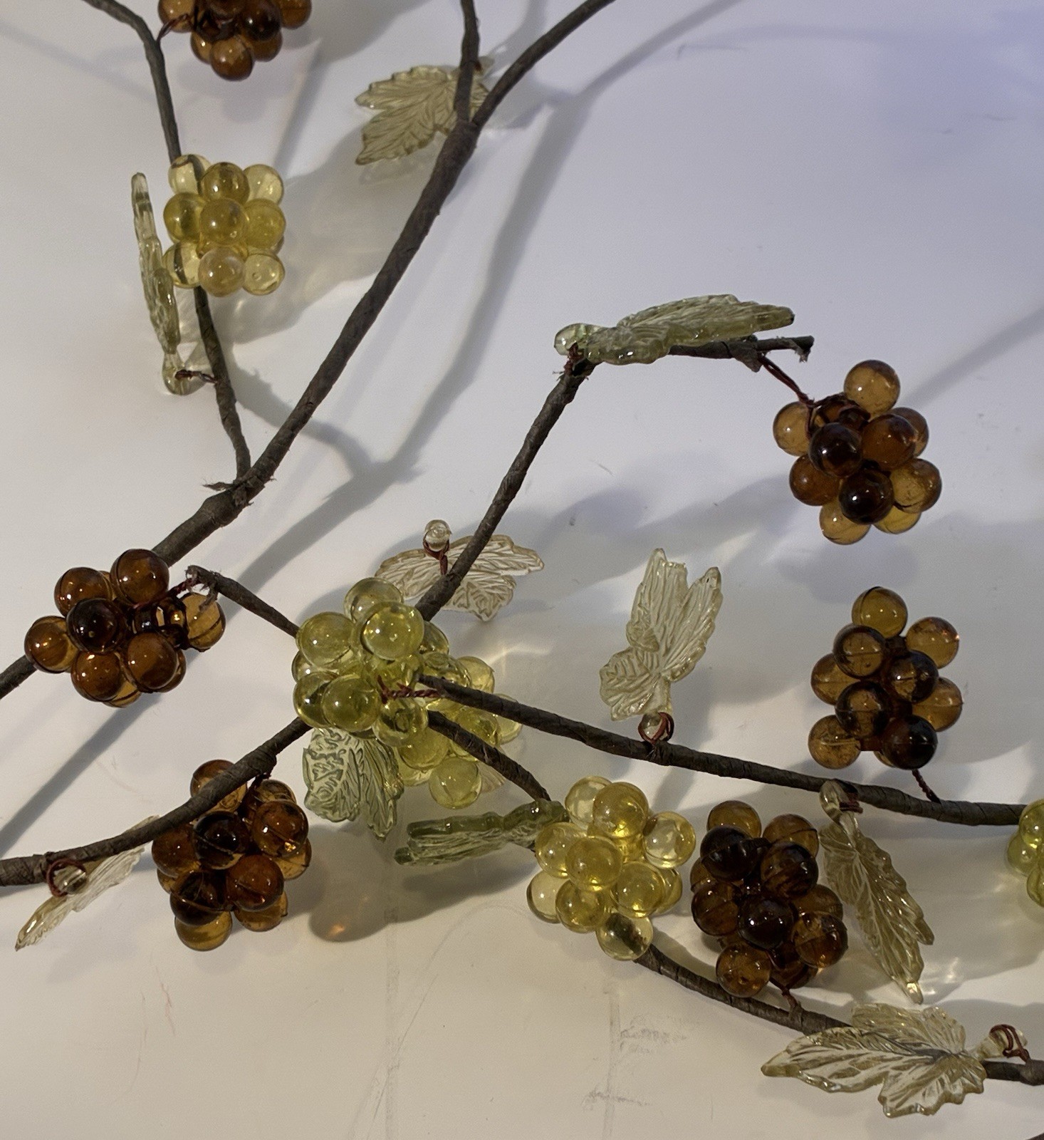 Vintage Acrylic Lucite Berry Cluster Vines w/Leaves Wired Set of Three