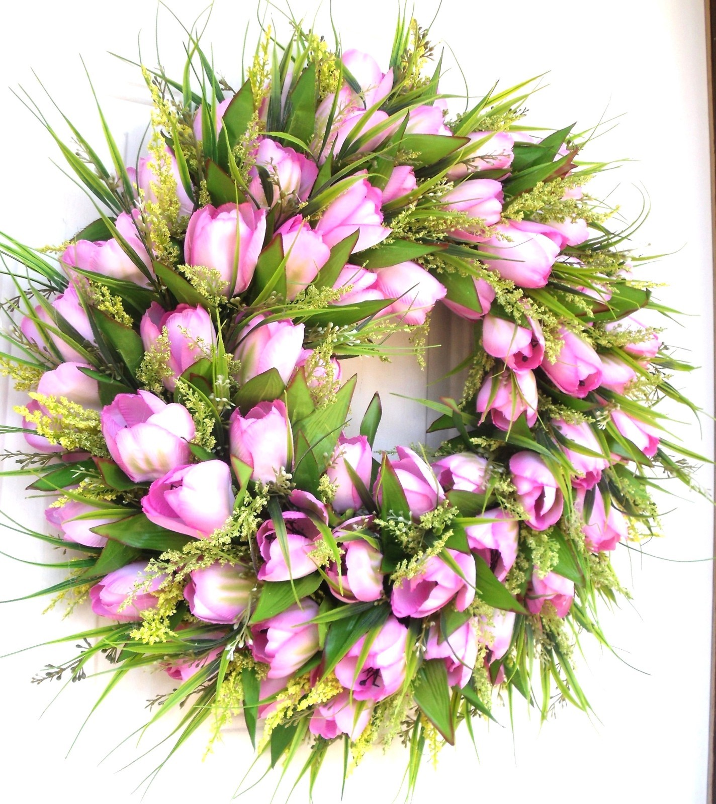 Pink Tulip Wreath, Spring Door/Wall Any Season Mother’s Day Wreath