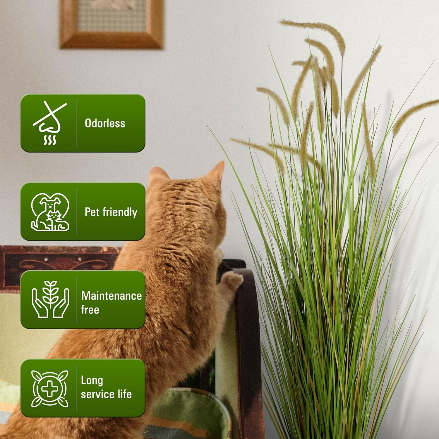 5Ft Faux Horsetail Reed Grass in Pot – Perfect Indoor/Outdoor Decor