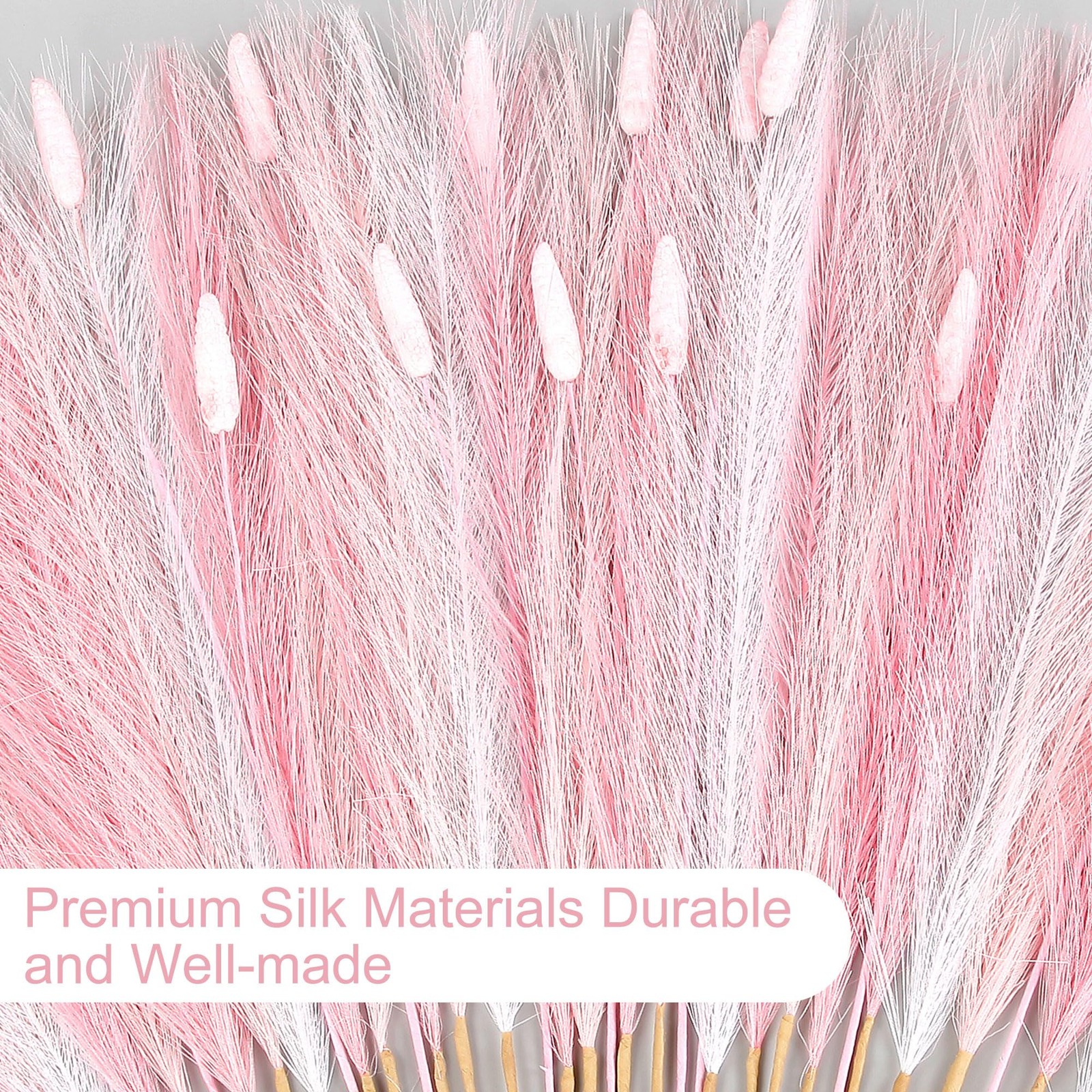 Pink Pampas Grass Decor 23.6 Inch Faux Bunny Tails Artificial Flowers 45PCS