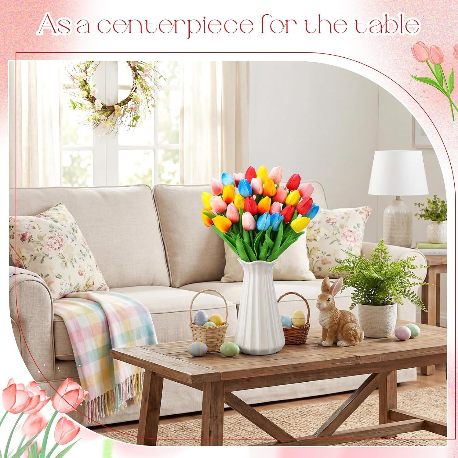 30 Pcs Tulips Artificial Bouquet Flowers Faux Tulips for Home Kitchen Wedding De