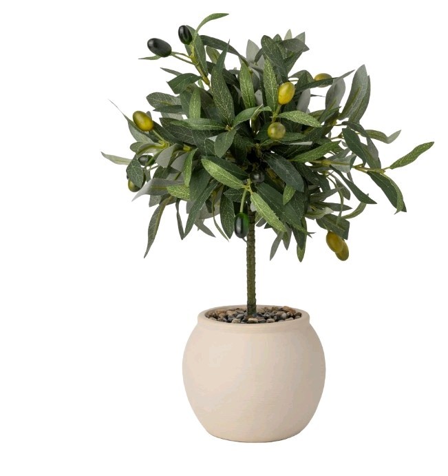 Better Homes & Gardens Realistic Artificial Olive Plant with Tan Ceramic Vase