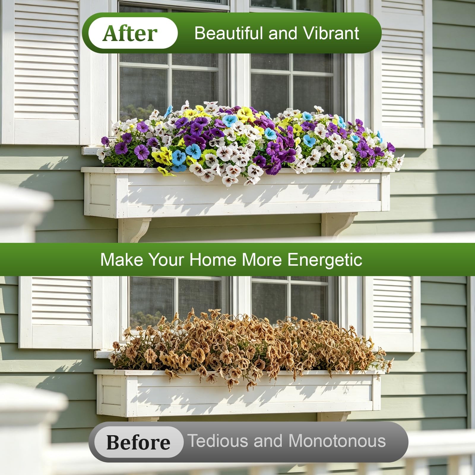 Artificial Fake Pansy Flowers for Outdoor Spring, UV Resistant No Fade 18 Bun…