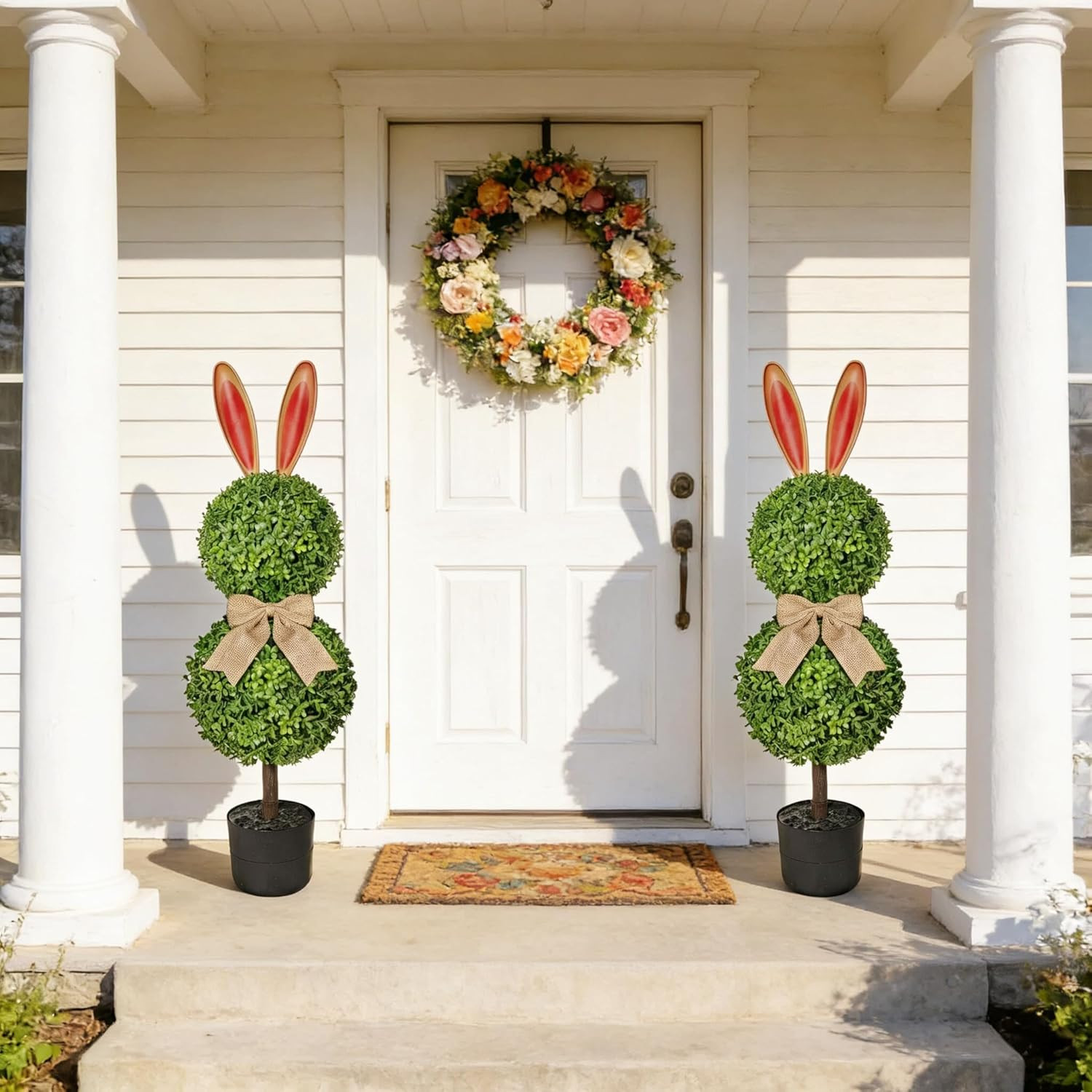 3 Ft Artificial Bunny Topiary Trees – Easter Decor for Indoor & Outdoor