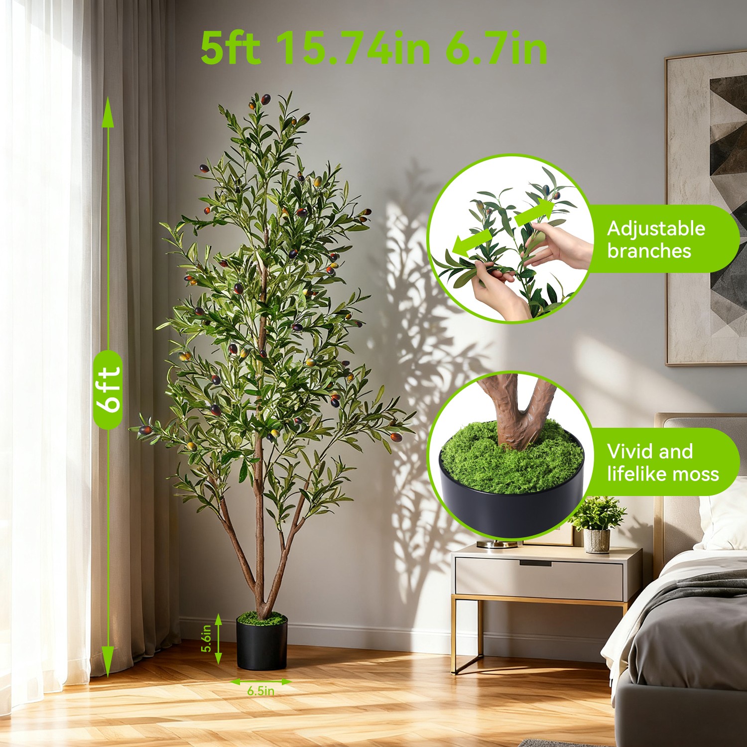 NOVAROOT 5FT/6FT Artificial Tree With Planter,Artificial Plants for Home Decor
