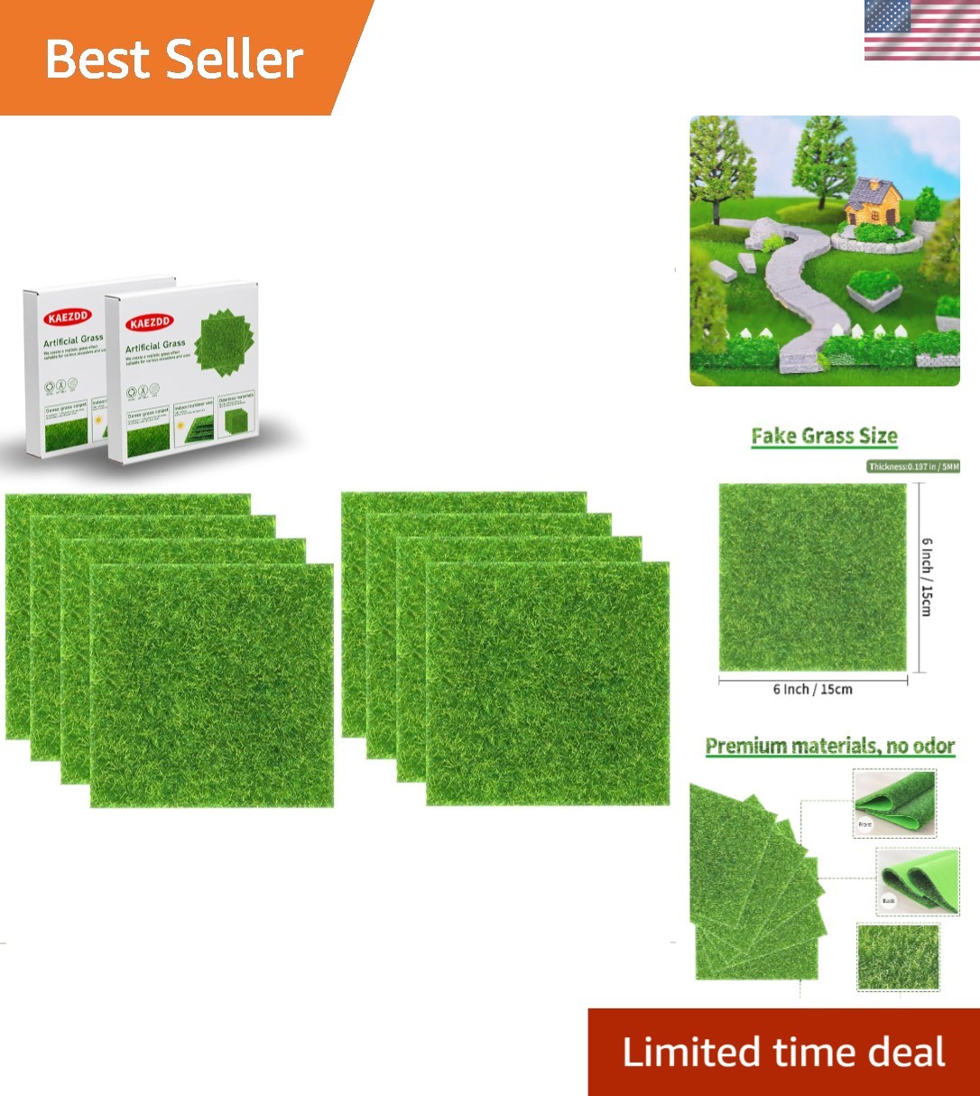Versatile 8 Pack 6-Inch Artificial Grass Tiles for Creative Crafting Projects