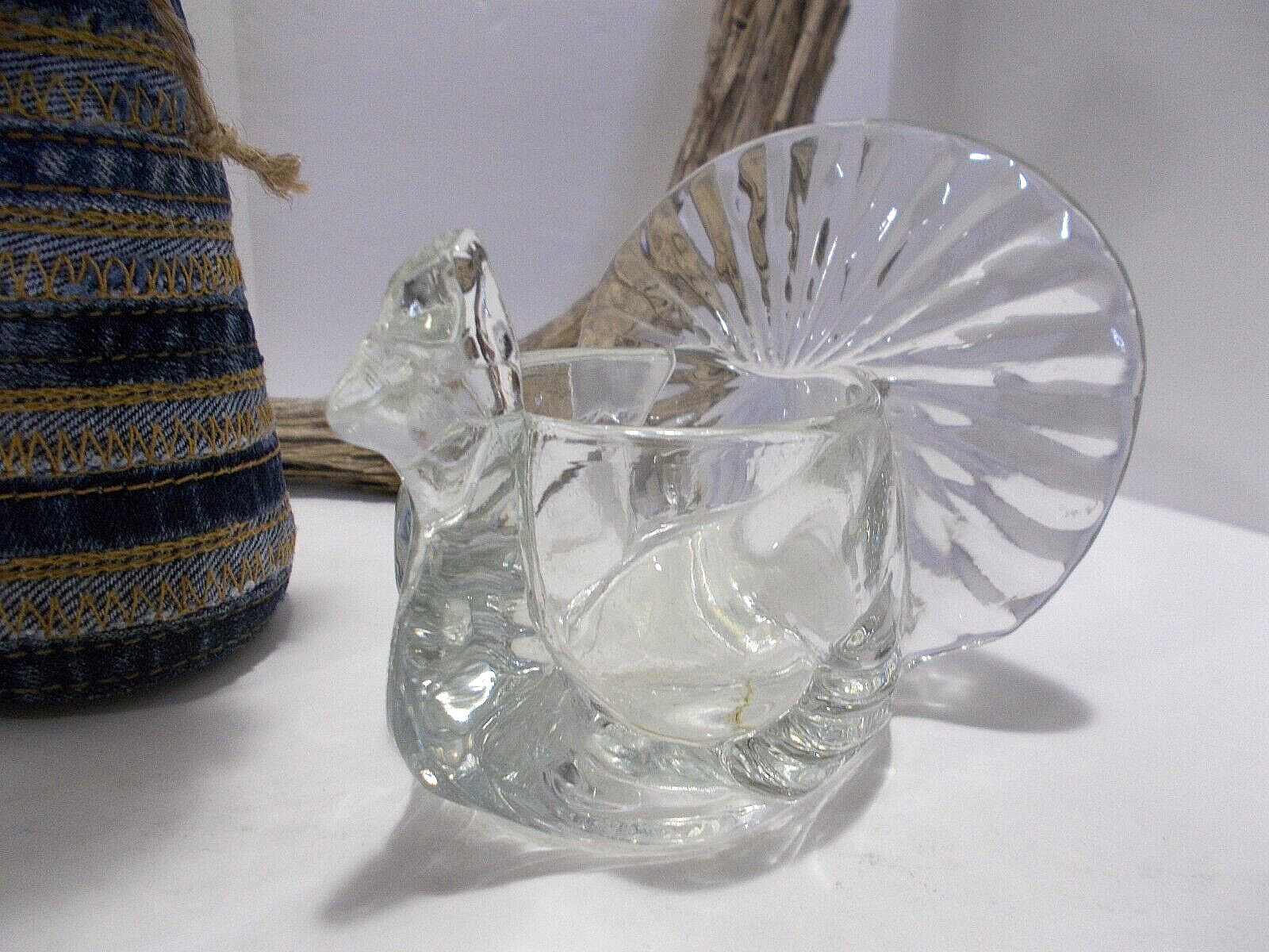 Recycled Denim Jeans Seams Vase w Denim Rose & Vtg. Glass Turkey Candle Holder