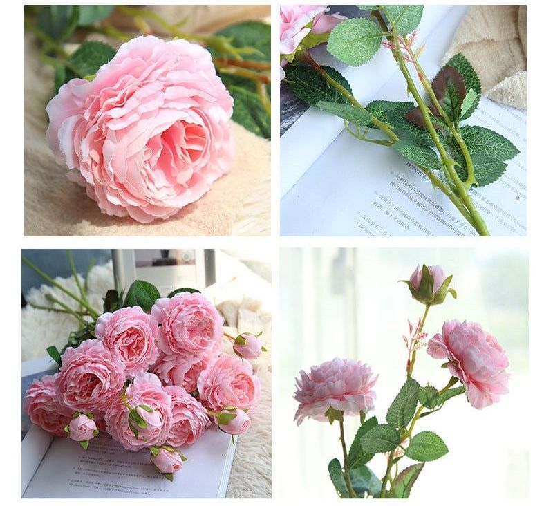 3 Head Artificial Rose Synthetic Flower For Valentine Wedding Bouquet Decor NEW