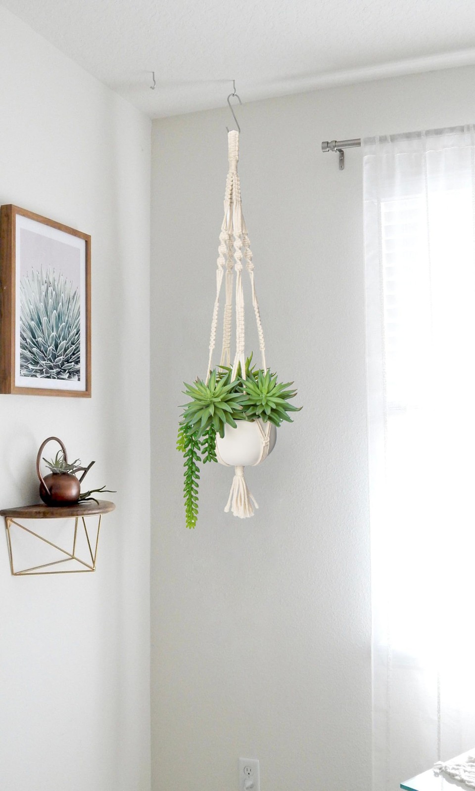 Artificial Hanging Succulents in Ceramic Pot 29.5” Fake String of Pearl Hang…