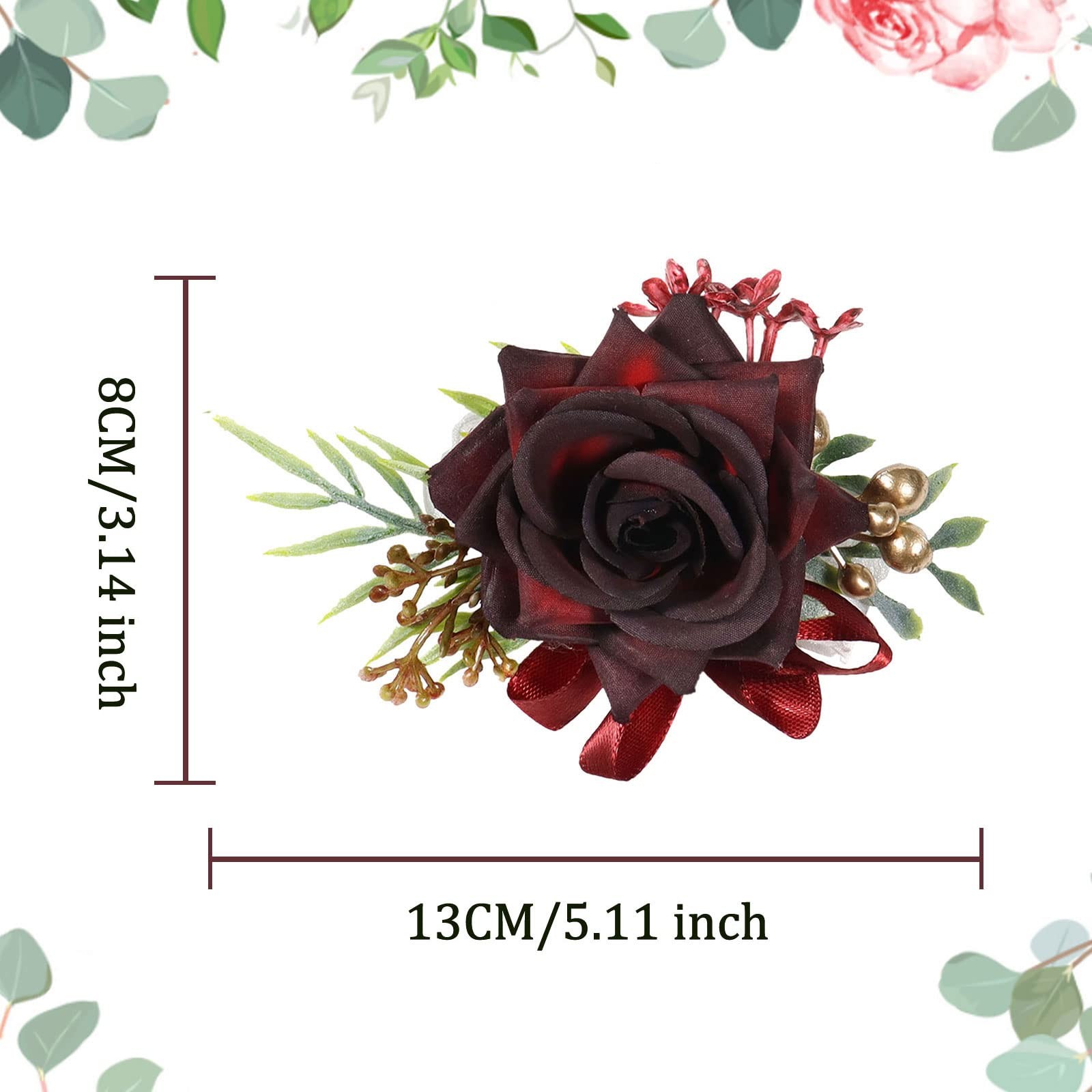 Wrist Corsage and Boutonniere Set, Wine Red Rose Boutonniere Wrist Corsage fo…