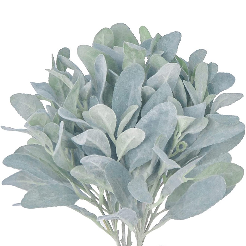 Faux Lambs Ear Stems 5Pcs Flocked Artificial Greenery Solid Fake Ear7080
