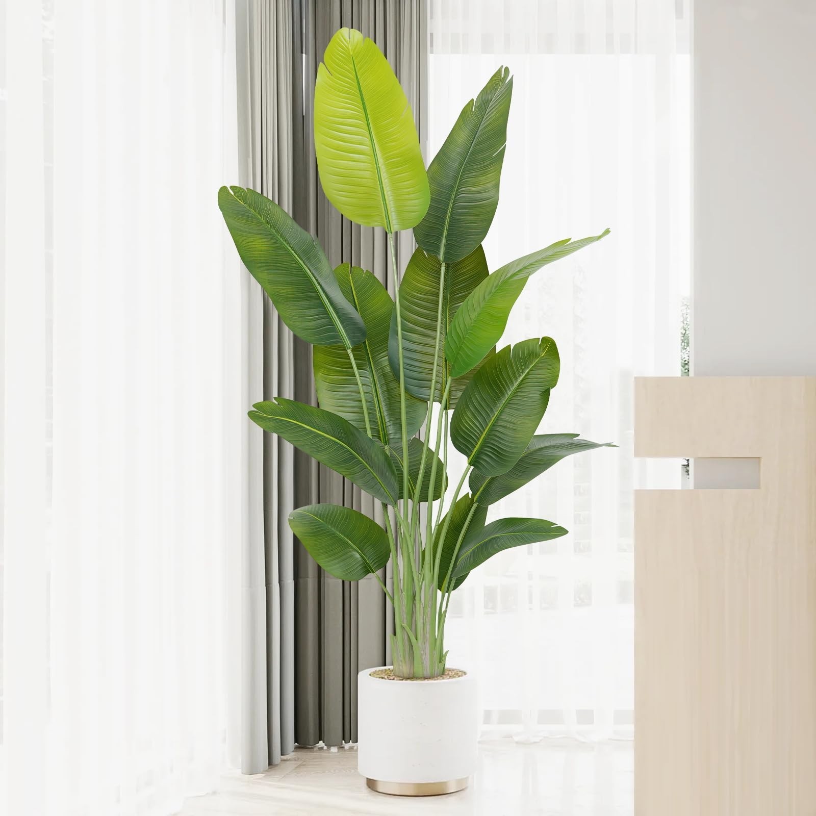 Lifelike 6ft Artificial Bird of Paradise Plant – Faux Banana Leaf Tree for Home