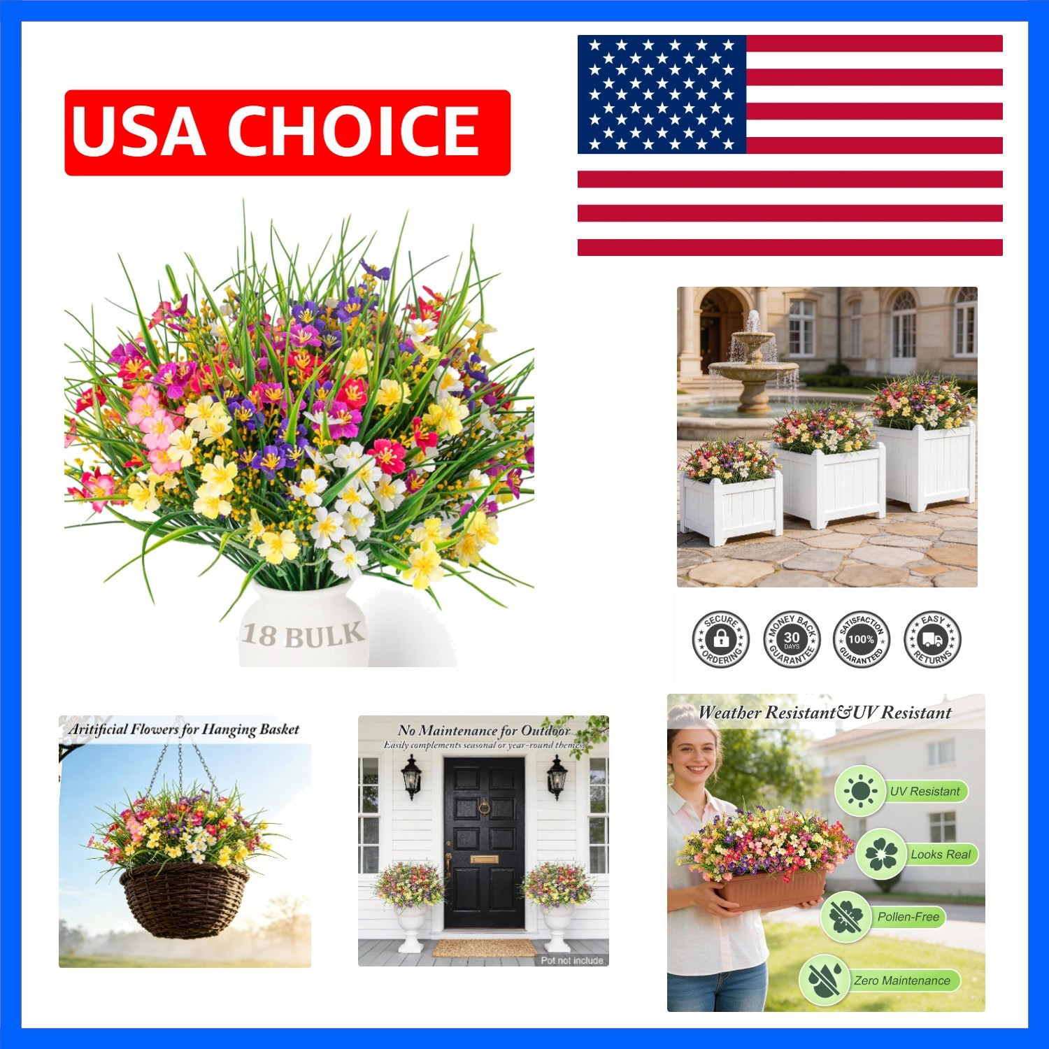 UV Resistant Artificial Flowers Outdoor Faux Wildflowers Summer Decor | Silk …