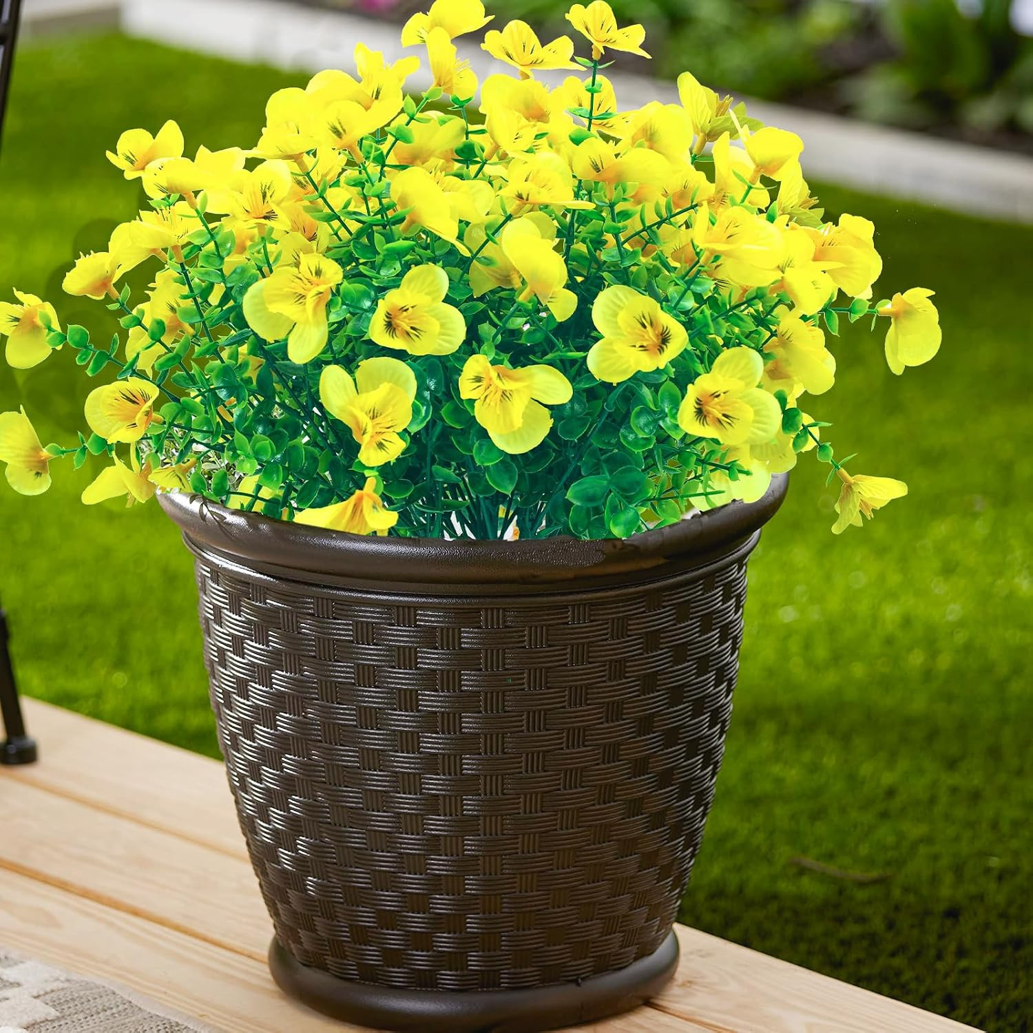 UV Resistant Yellow Artificial Flowers – 20 Bundles for Indoor & Outdoor Décor