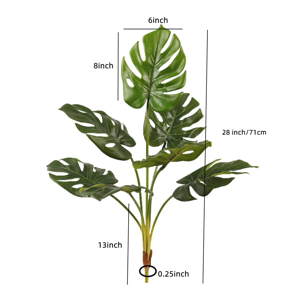 28 inch Artificial Palm Plants Leaves Faux Turtle Leaf with 7 Stems,Monstera …