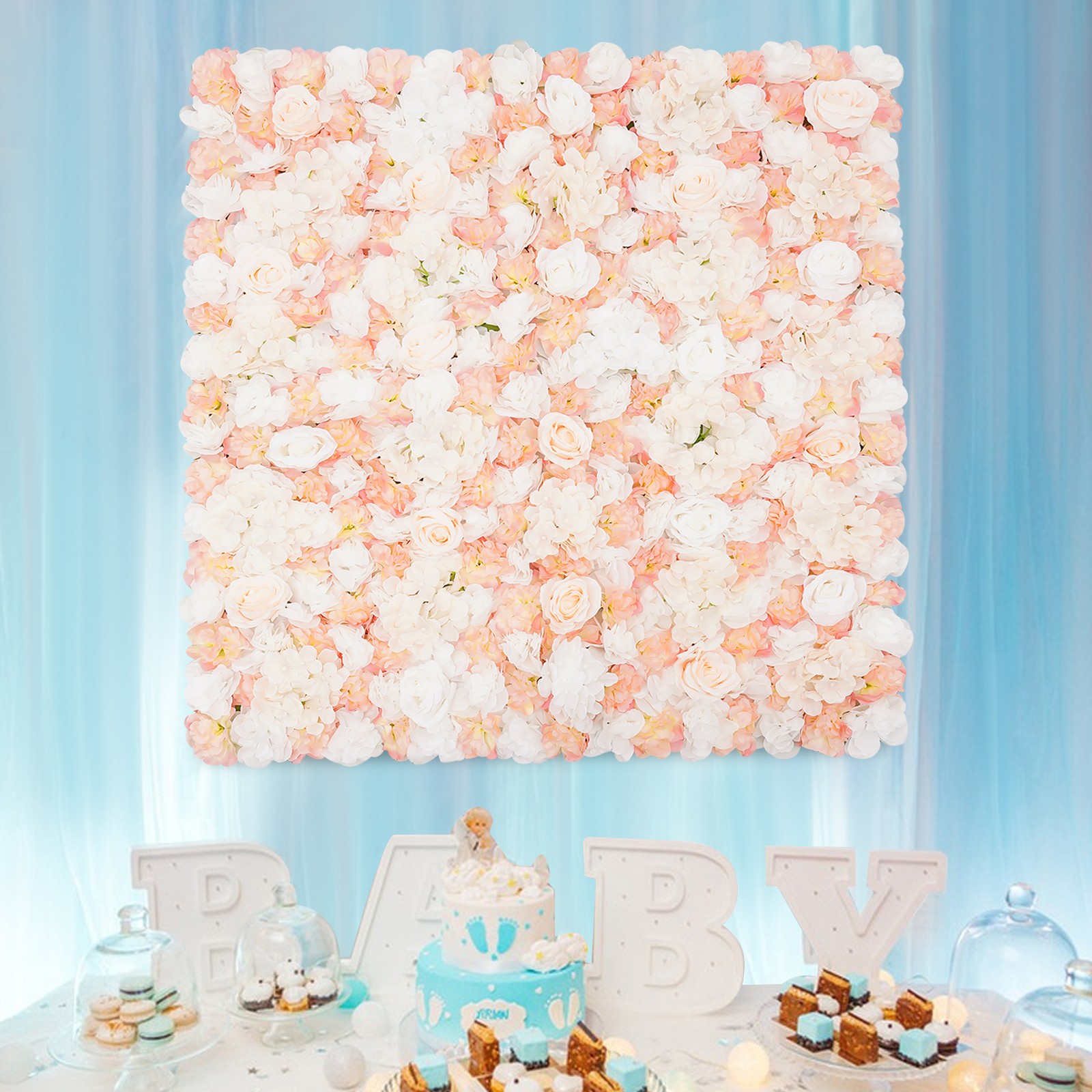 Square Artificial Flower Panels Rose Flower Panels Artificial Flower Wall Decor
