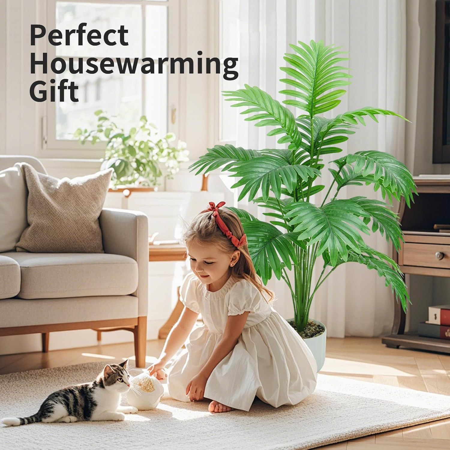 28“ Fake Plant Large Artificial Plam Tree for Indoor Room Decor,Faux Potted Plan