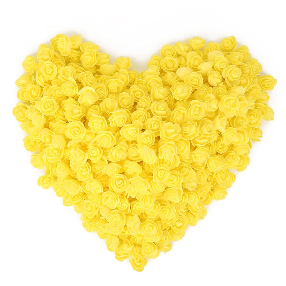 500 PCS Mini Yellow Foam Rose Heads Artificial Fake Flowers DIY Wedding Bulk