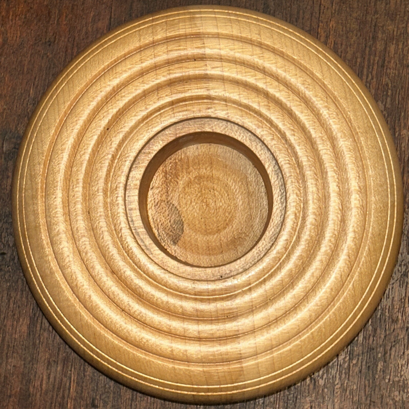 Round Solid Maple Wood Flower Frog