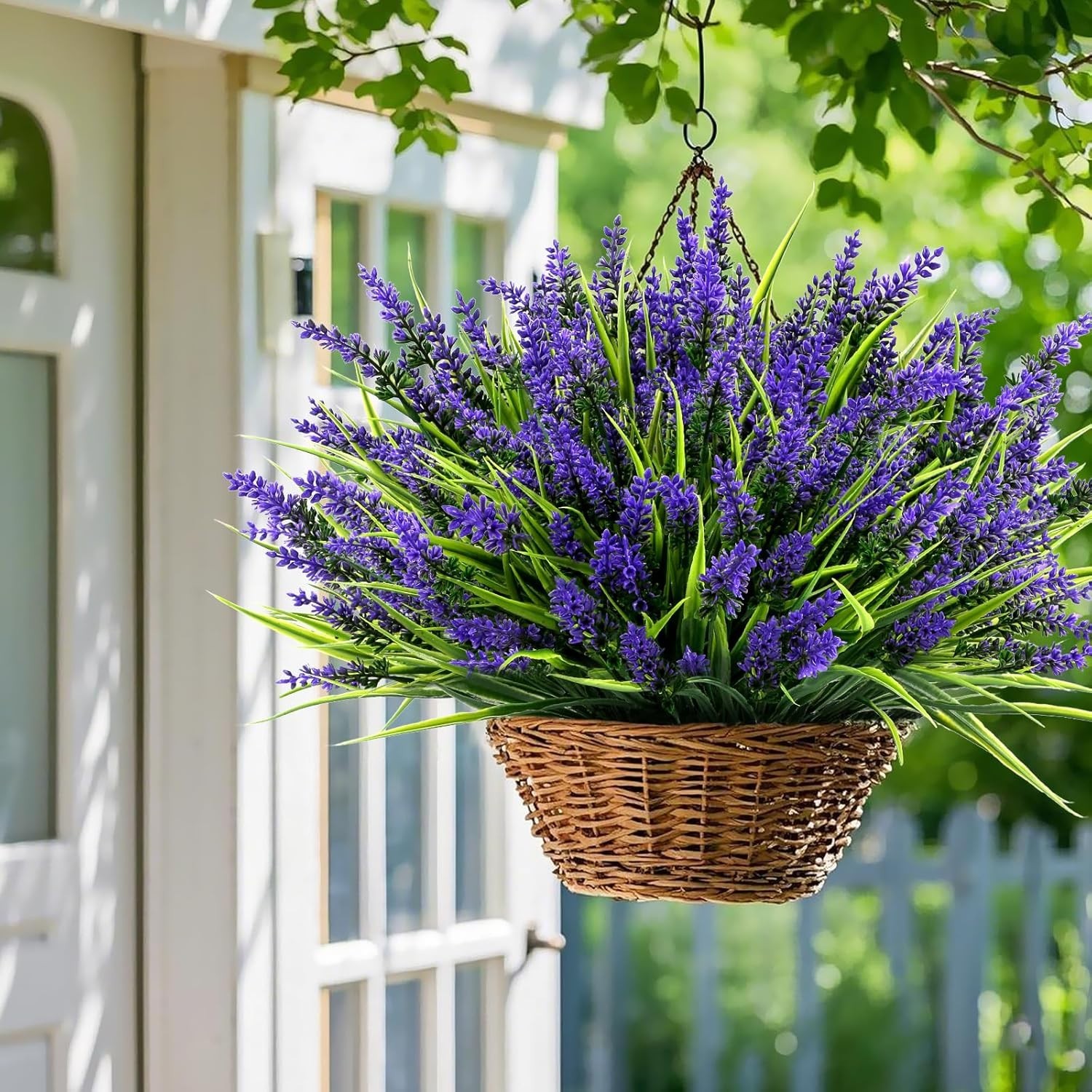 Artificial Plants Flowers Outdoor – 48 Bundles UV Resistant Faux Lavender Flo…