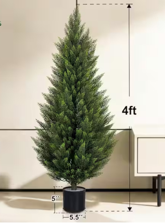 2-Pack NEW 4 ft Artificial Cedar Topiary Trees Indoor Outdoor Front Porch Decor