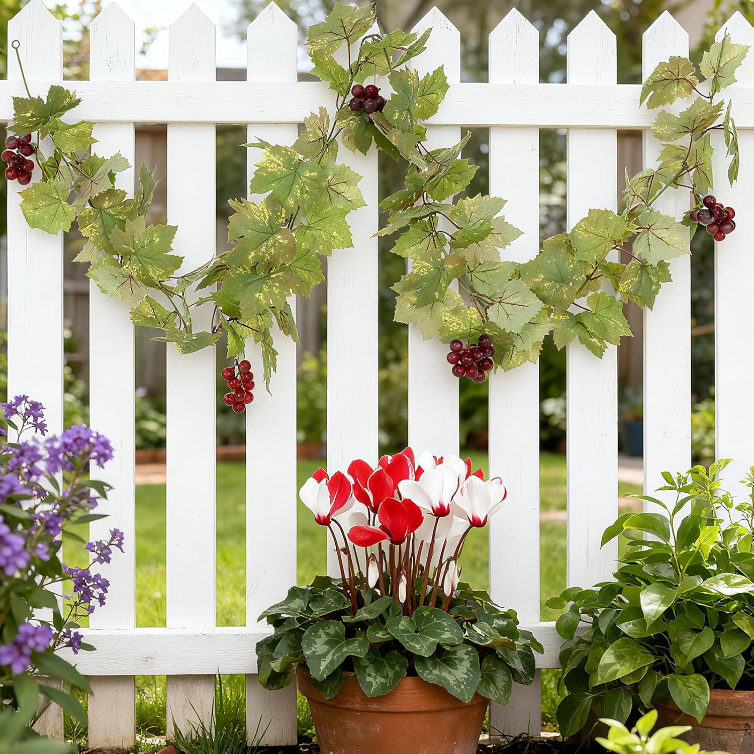 4PCS Artificial Grape Vines with Leaves for Home Decor & Party Display 6.56Ft