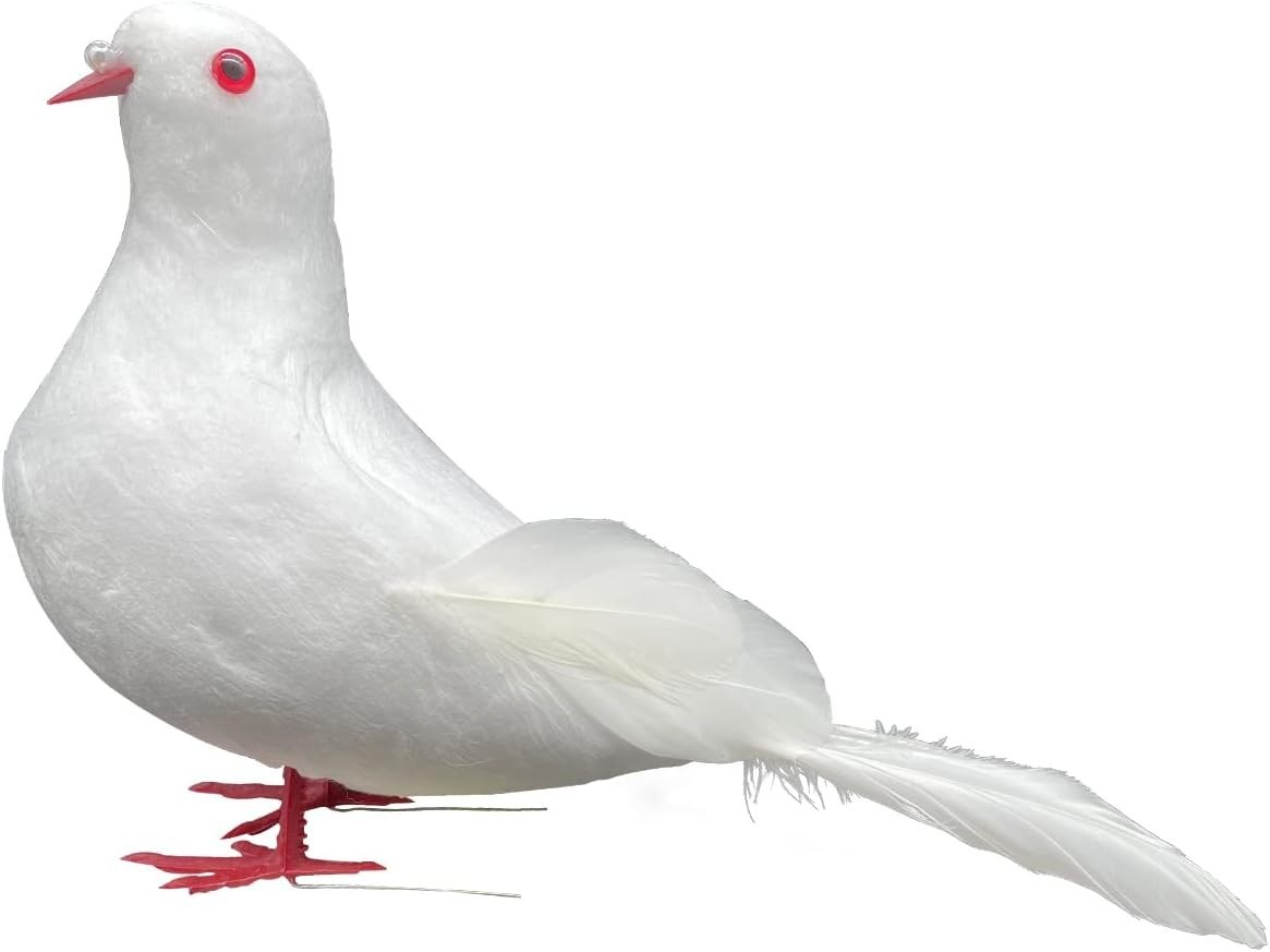 Lifelike 9.5-Inch White Dove – Perfect for Craft, Wedding, & Christmas Decor
