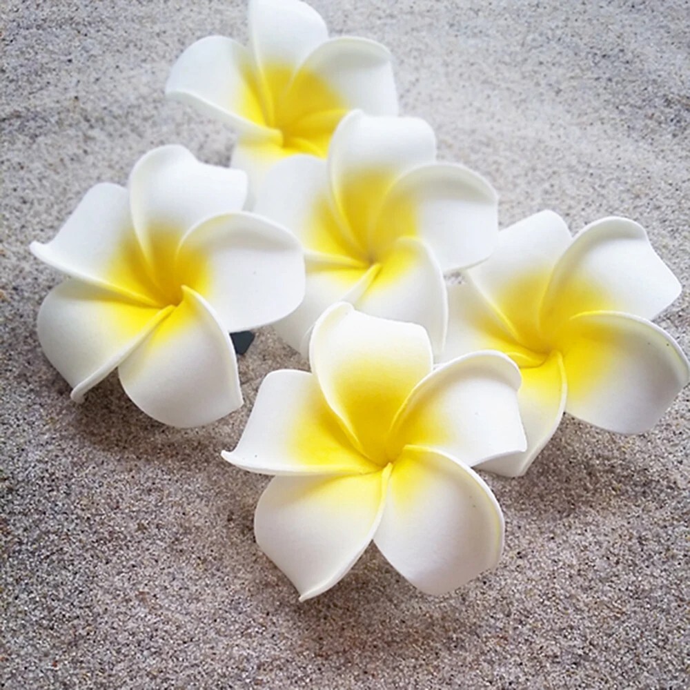 10pcs 5cm Plumeria Foam Flowers | Hawaiian Frangipani | Wedding Party Decor