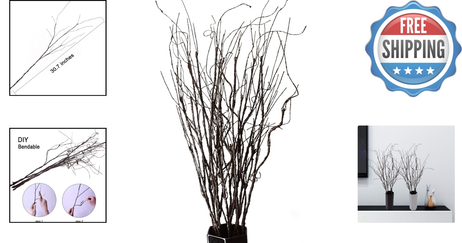 10PCS Lifelike Curly Willow Branches – 30.7