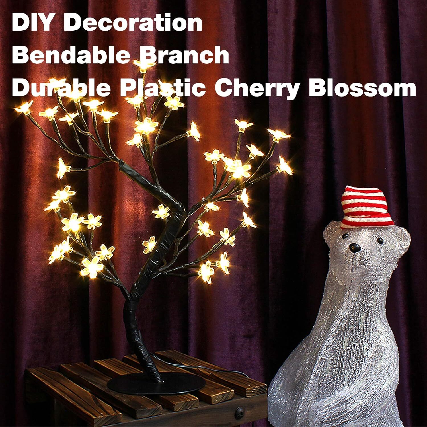 Cherry Blossom Tree Lamp 17″ 40 LED Lights USB Operated Party, Wedding Décor