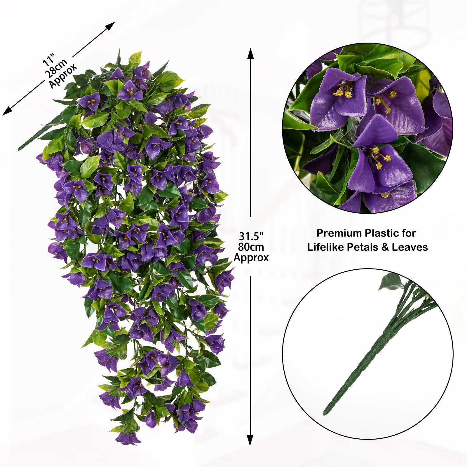 Artificial Hanging Flowers for Outdoors Planter, Fake Hanging Bougainvillea P…