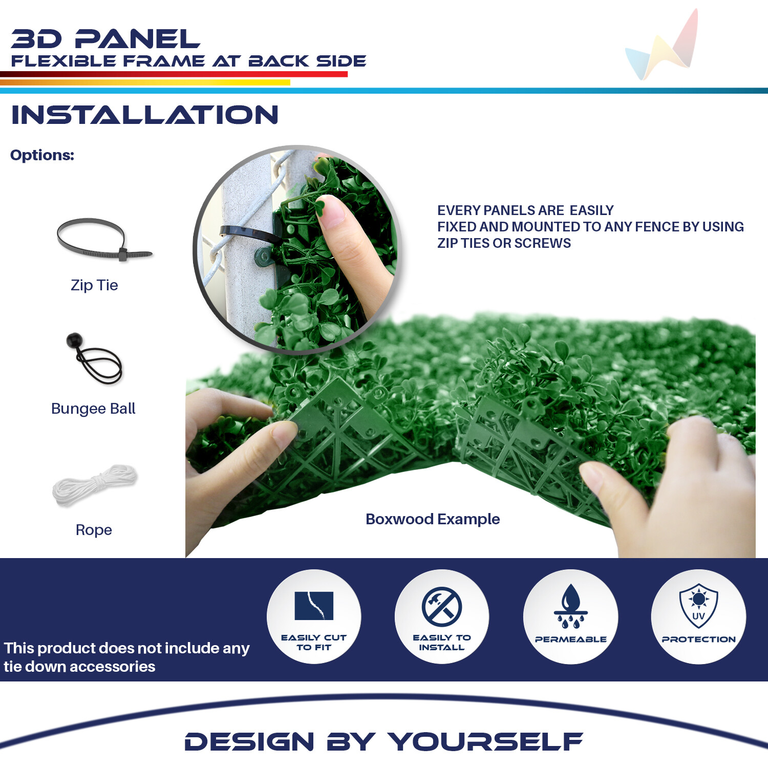 20×20″ Artificial Faux 3D Mix Fern Plants Privacy Fence Decor Mats Hedge #03