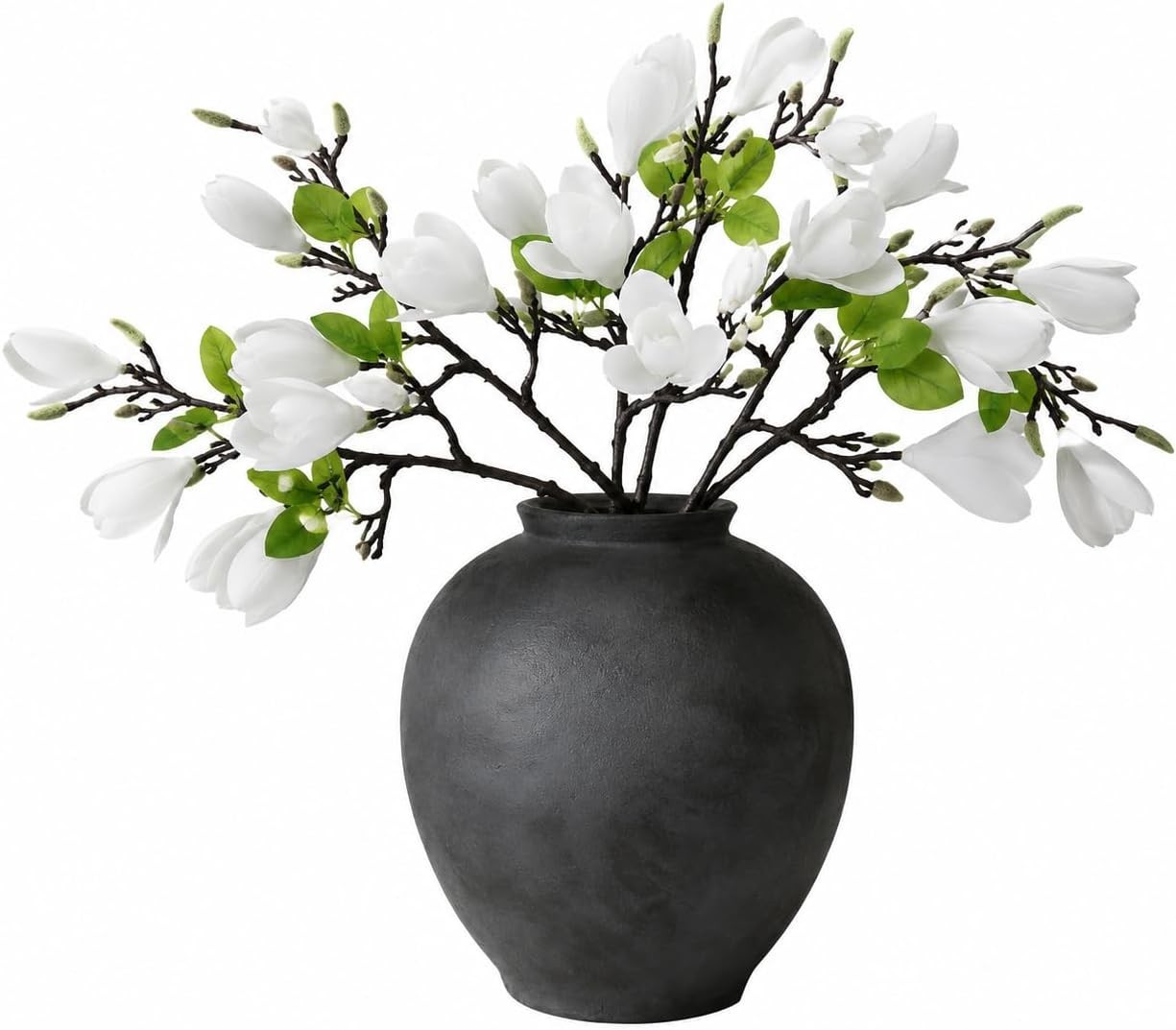 6 PCS Artificial Magnolia Flowers Stems 19.1 Inch Fake White Flora Branches R…