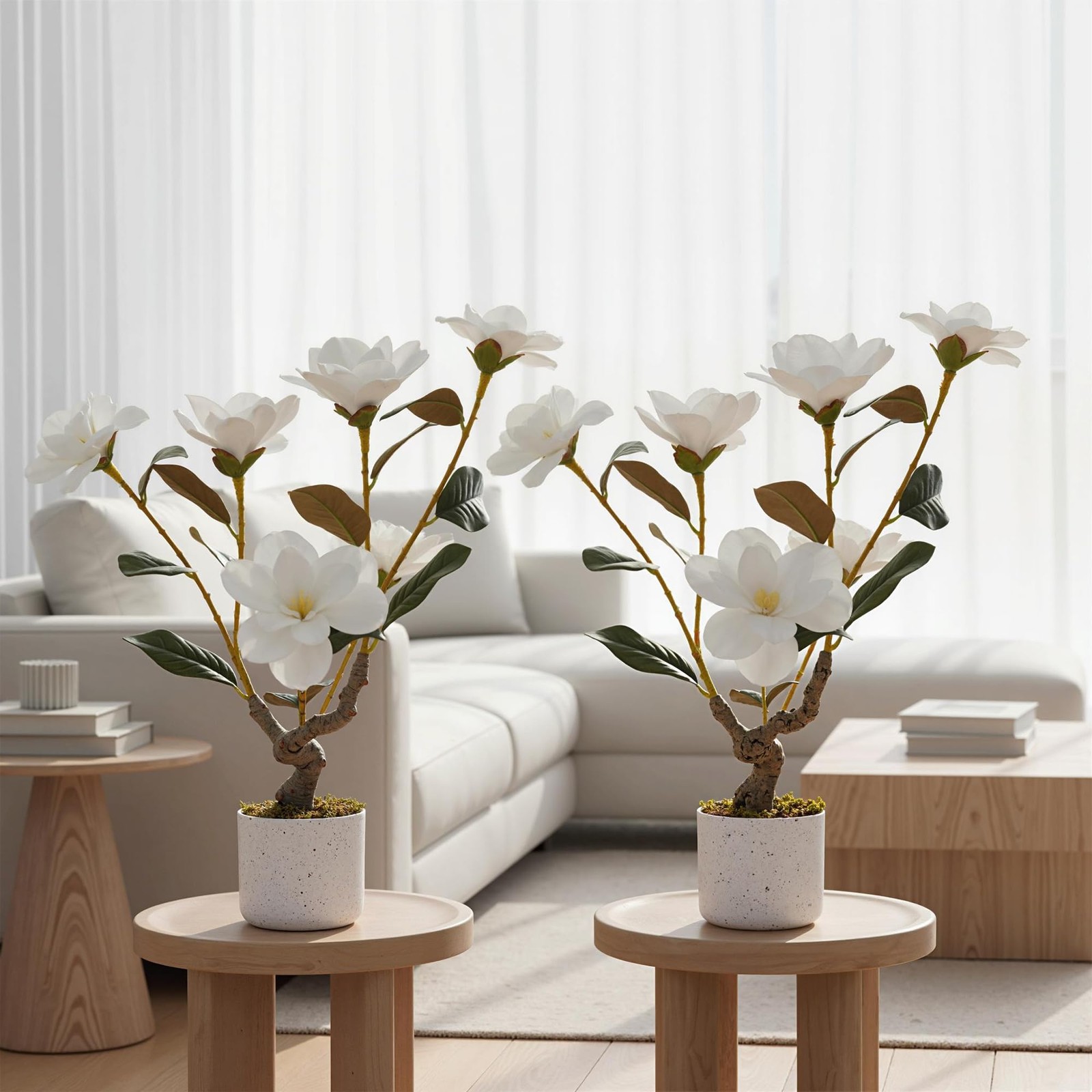 White Fake Orchids Flowers in Pot 2 Pack,24 inch Faux Orchids Plant Real Touc…