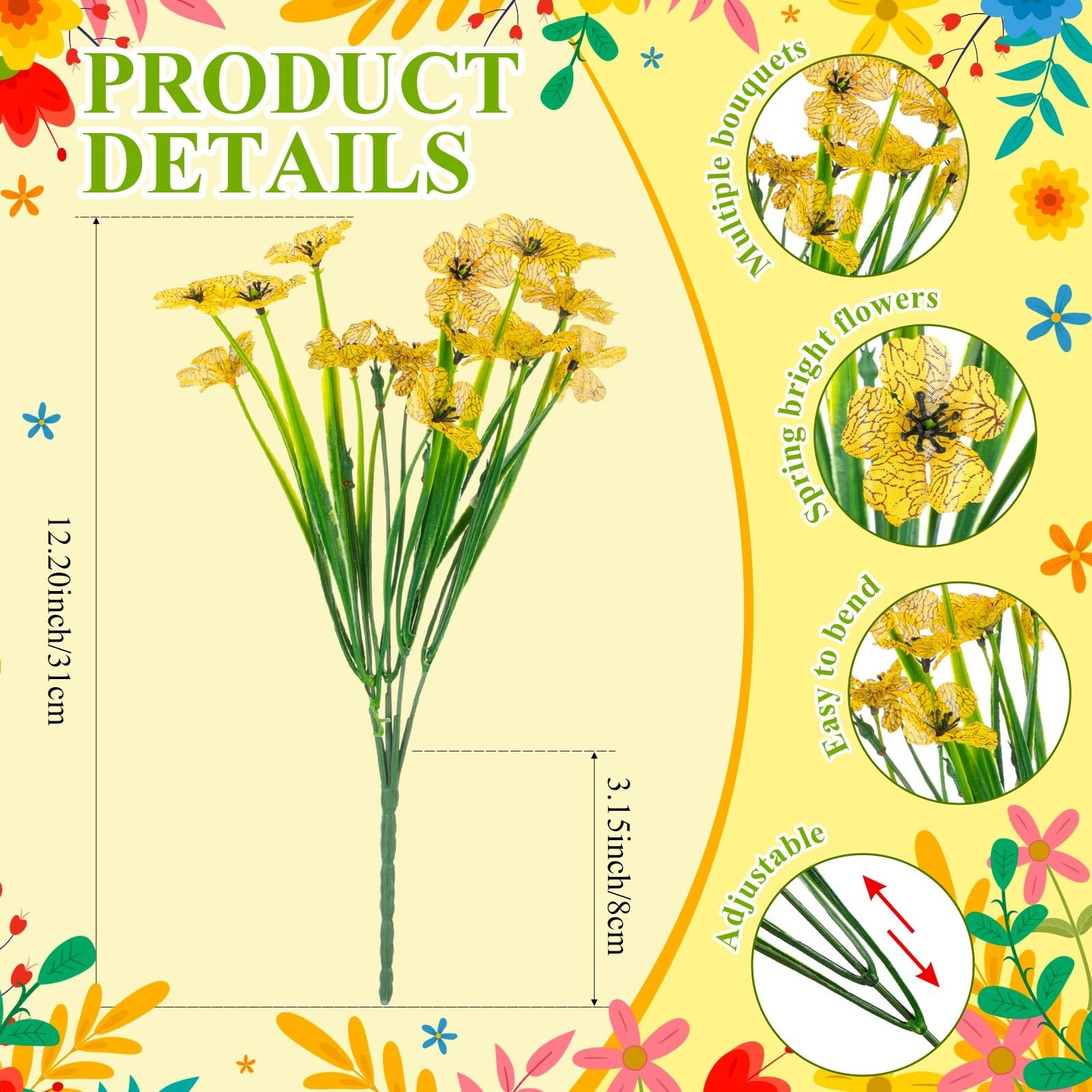 38 Bundles Artificial Flowers for Outdoor Decorations, UV Resistant No Fade F…