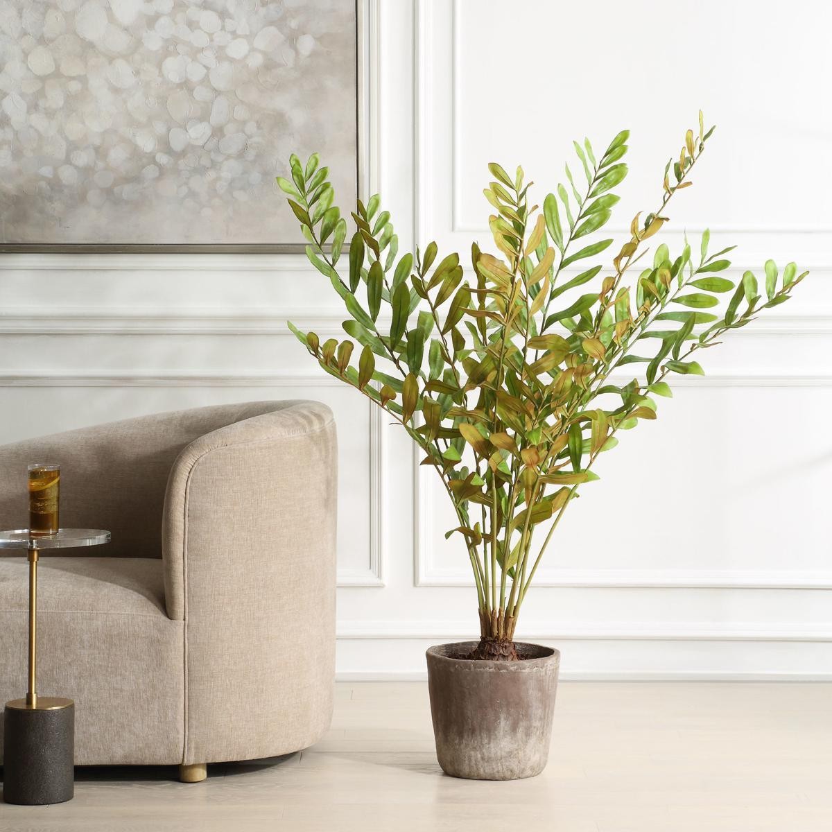 Uttermost 60243 Zamia Green and Concrete Palm Acccent Planter