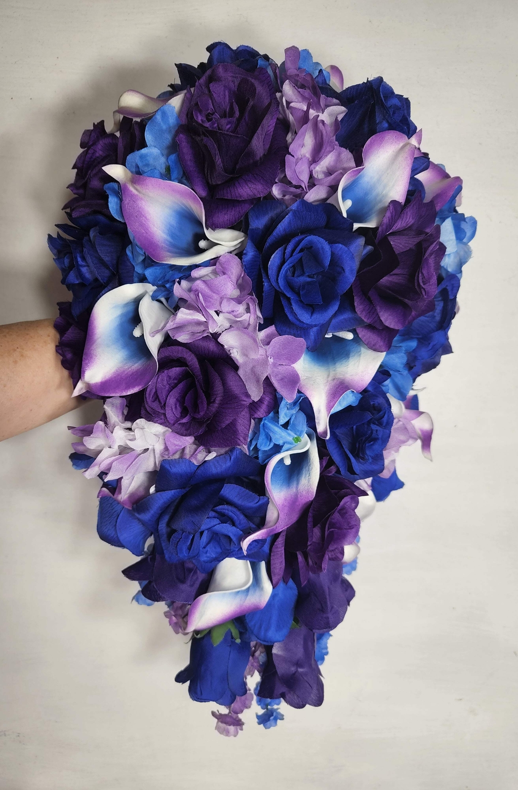 Purple Royal Blue Rose Calla Lily Bridal Wedding Bouquet Accessories