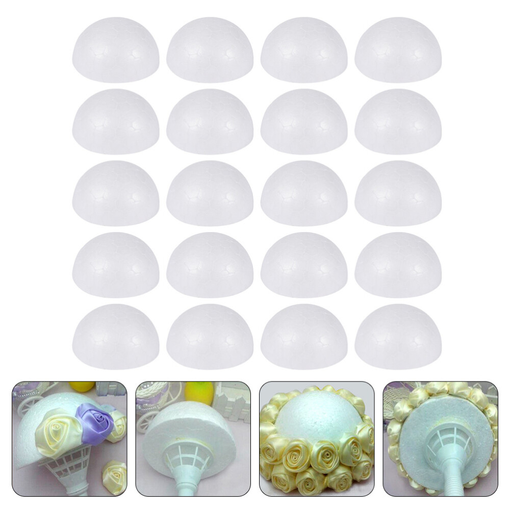 20pcs Craft Polystyrene Balls Flower Holder Craft Flower Arranging Half Balls
