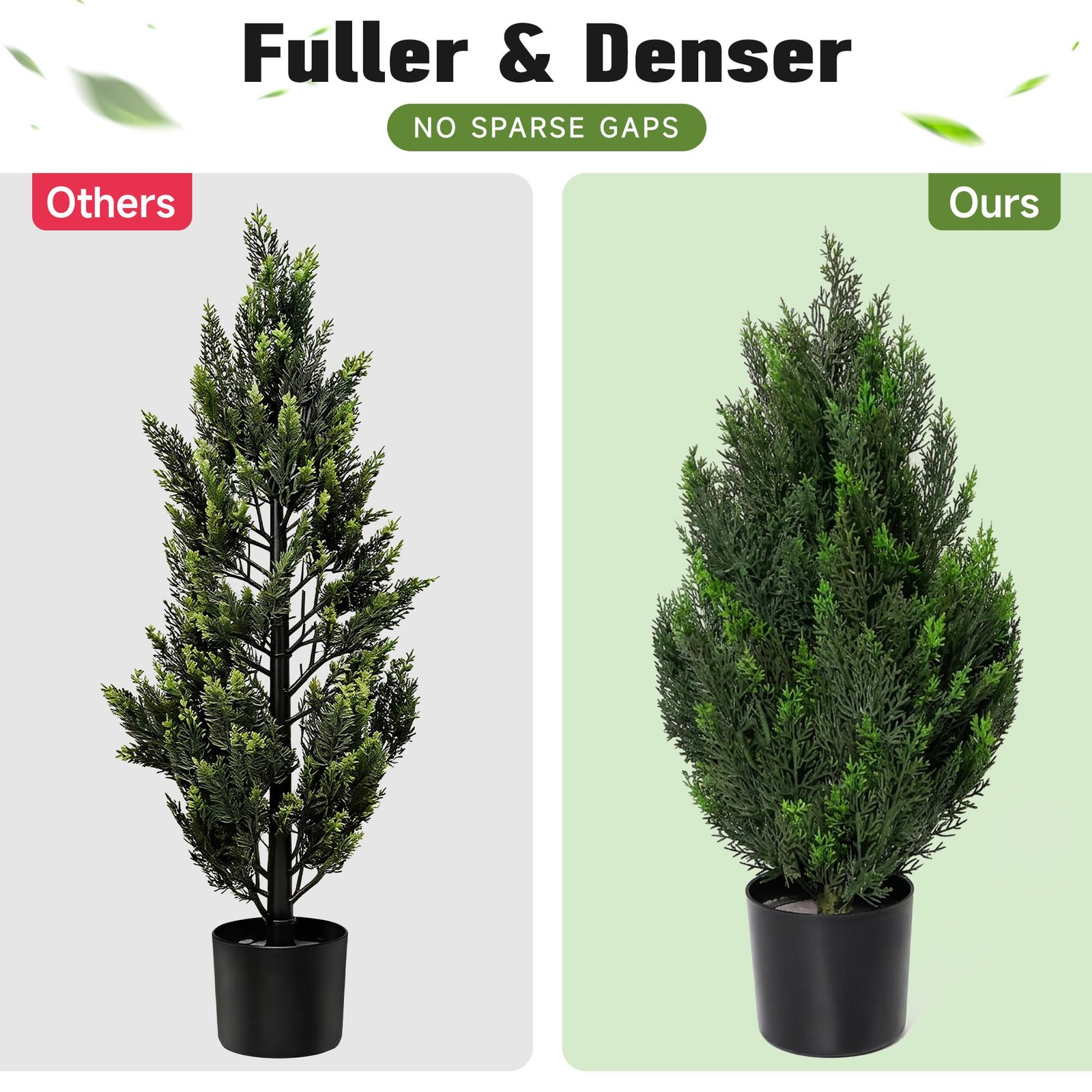 Set of 2 Artificial Topiary Cedar Trees 2FT, Small Faux Potted Plants with We…