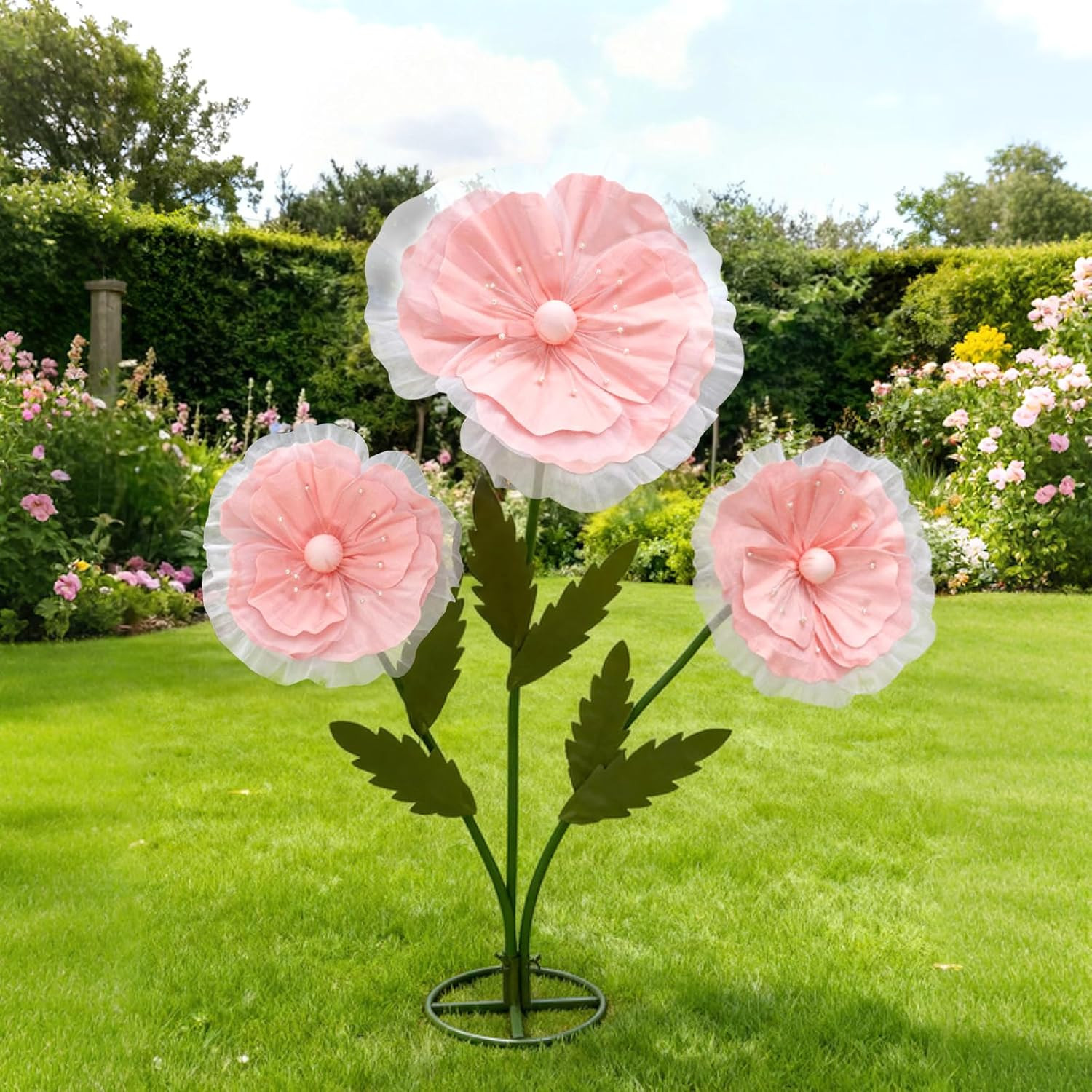 Giant Pink Silk Flowers – 3PCS 5.9Ft Decor for Weddings & Events